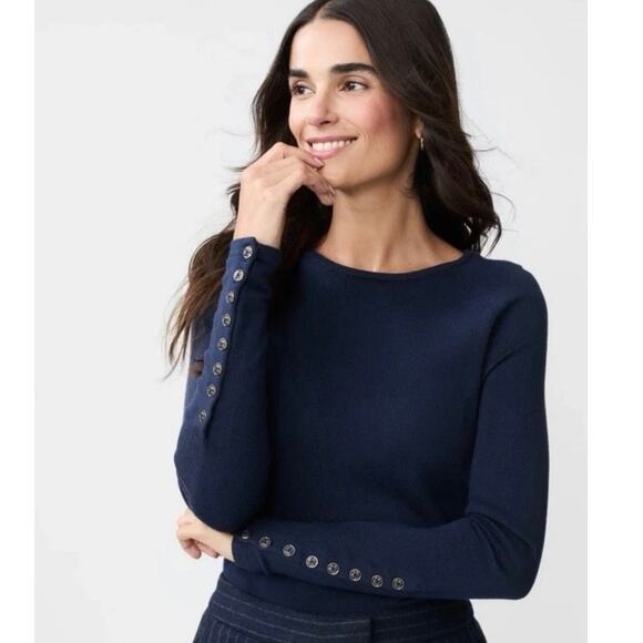 NWT $148 J.Mclaughlin Jamey Sweater Size L Jewelry Button Sleeves Purple Knit - Picture 10 of 11